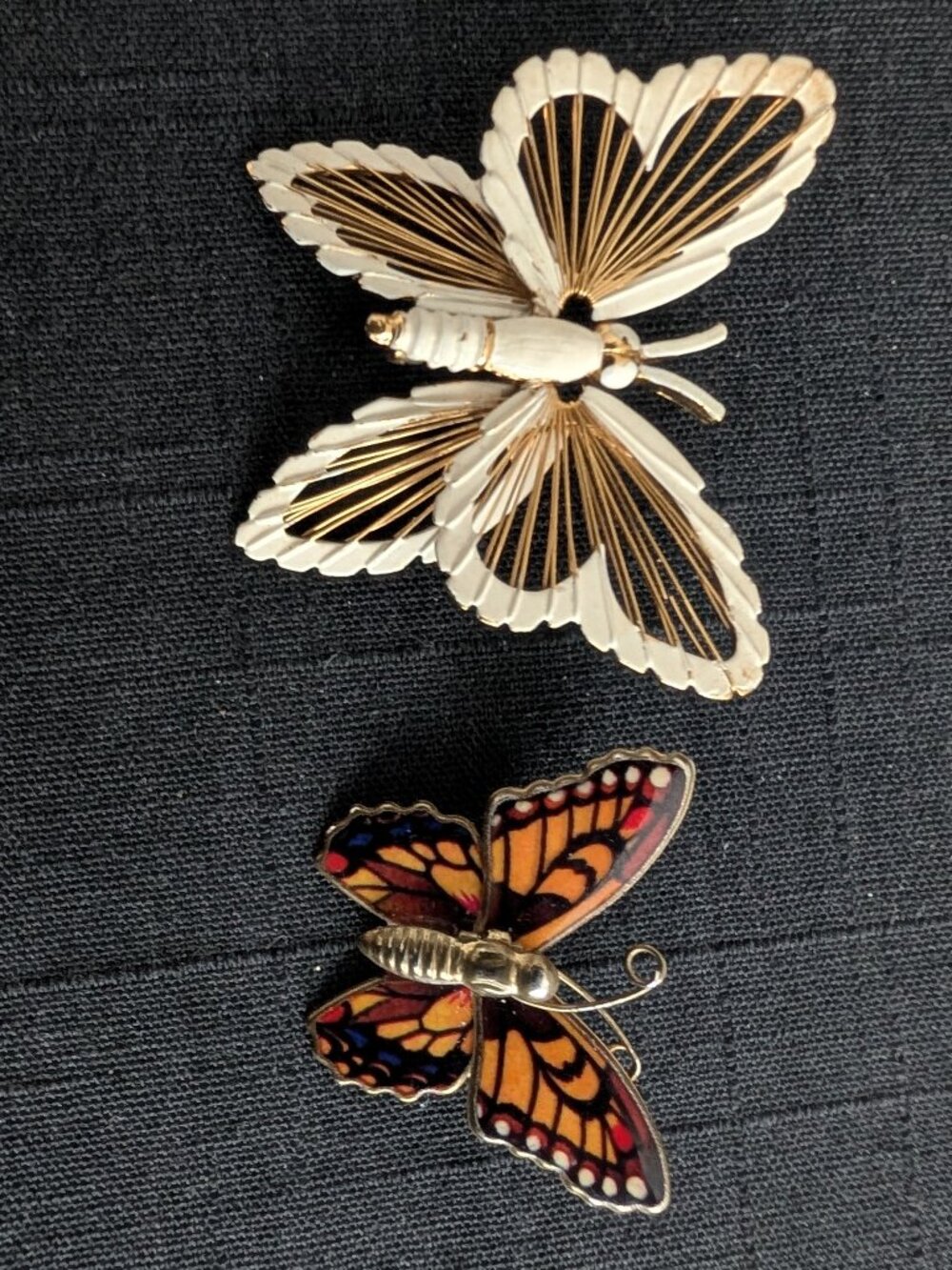 Vintage rhinestone butterfly pins / Brooches enamel and metal bundle